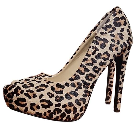 KELSI DAGGER Leopard Print Platform Heels, Size 8 - Picture 2 of 12